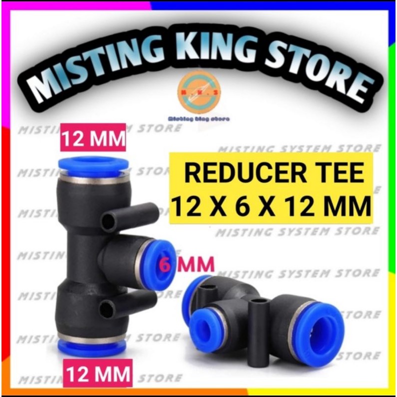 Jual FITTING PNEUMATIC SLIP LOCK REDUCER TEE T 12 X 6 X 12 MM SAMBUNGAN ...