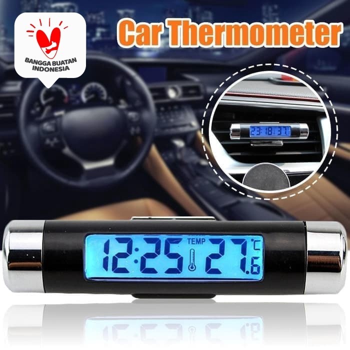 Jual TERMOMETER JAM DIGITAL DASHBOARD MOBIL SUHU AC DENGAN LAMPU ...