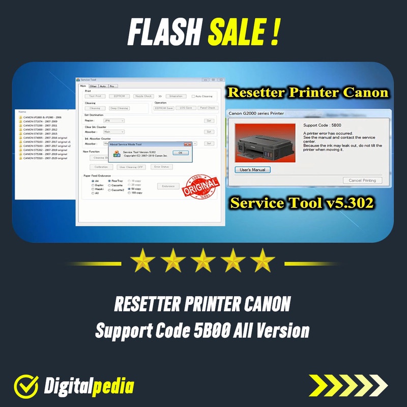 Jual Aplikasi RESETTER PRINTER CANON Support Code 5B00 All Version Full