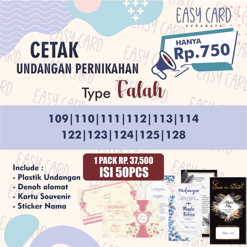 Jual CETAK UNDANGAN PERNIKAHAN HARGA TERJANGKAU Type Falah Shopee