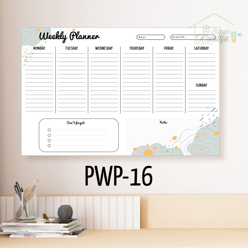 Jual Poster WEEKLY Planner Schedule Board Monthly | Papan Jadwal Tulis ...