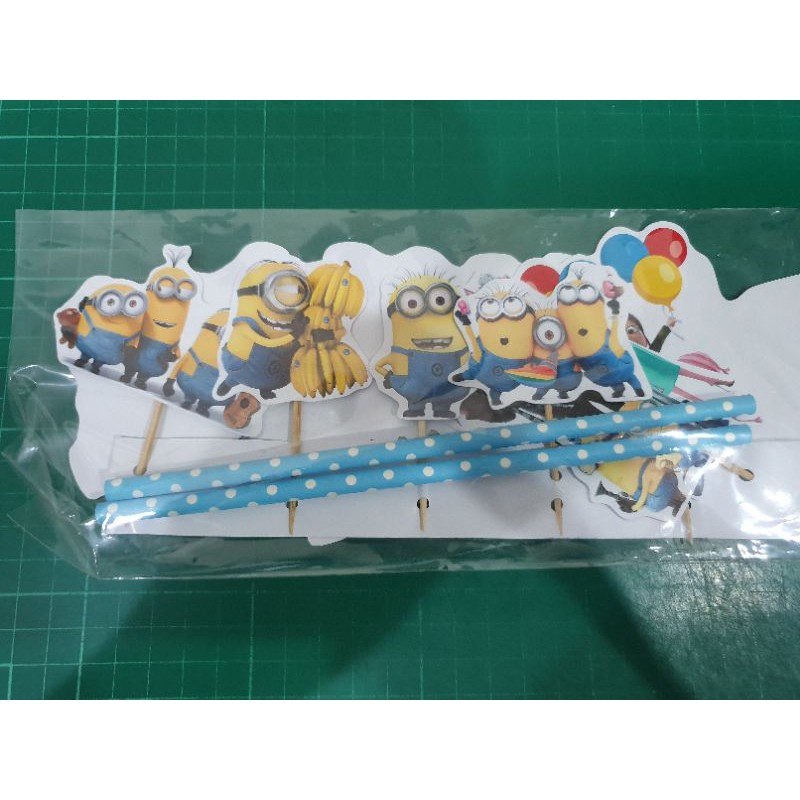 Jual topper kue ulang tahun MINIONS DESPICABLE ME hiasan kue happy