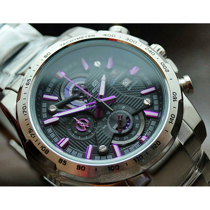 Jual Jam Tangan Pria Casio EDIFICE EFR 523 RedBull Racing Chronograph Violet Black Dial Silver Steel Shopee Indonesia