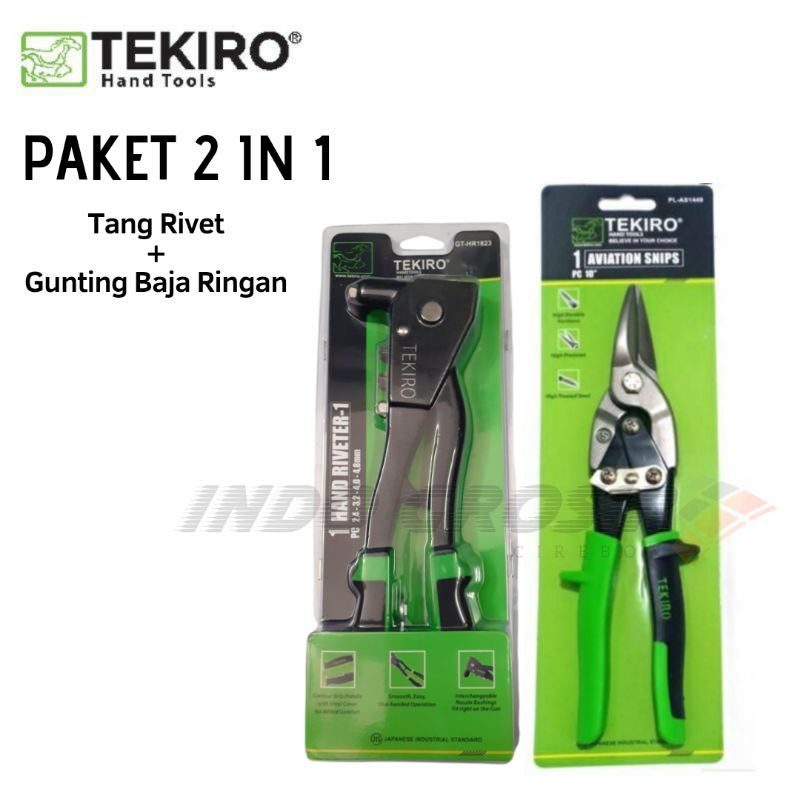Jual TEKIRO PAKET 2 IN 1 Tang Rivet + Gunting Baja Ringan 10