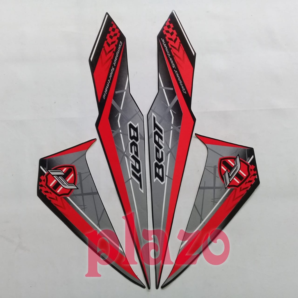 Jual stiker striping lis motor honda beat fi 2016 full hitam-merah