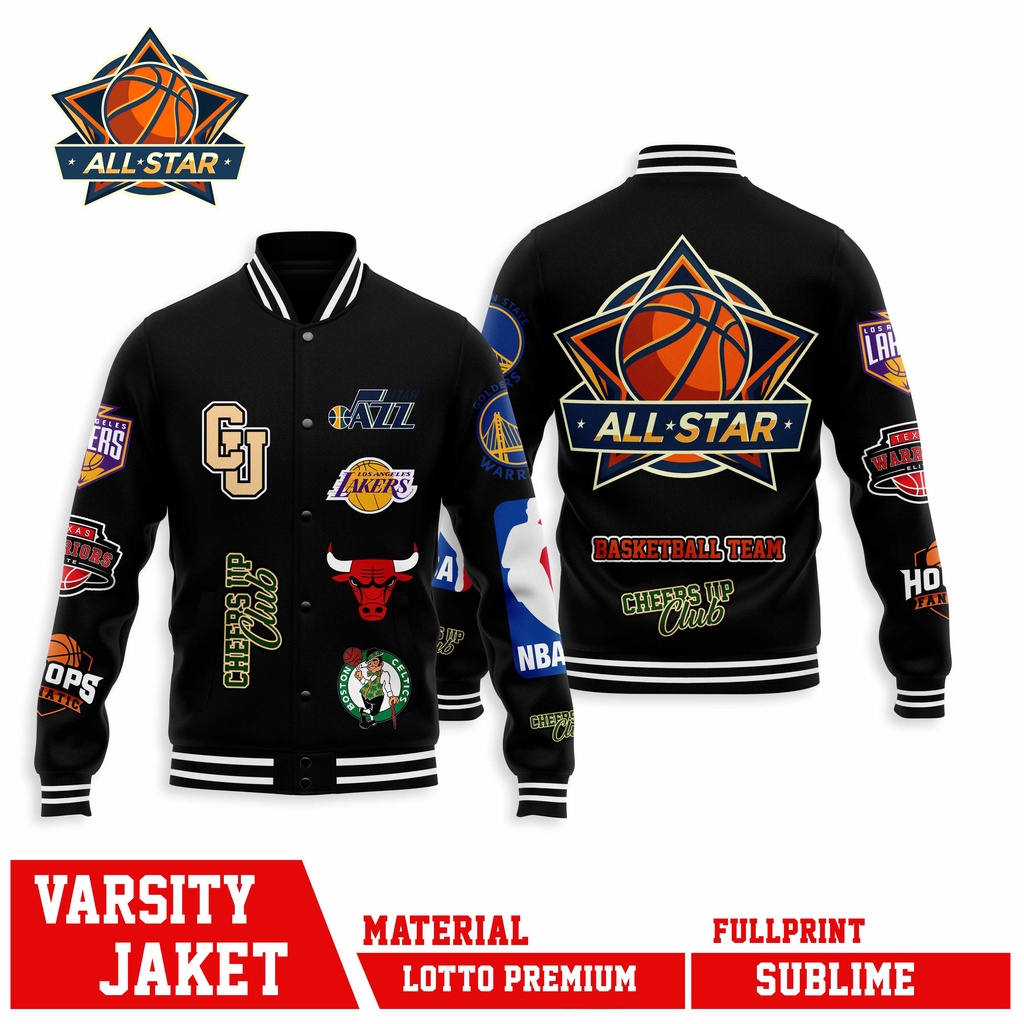 Jual JAKET BOMBER VARSITY BASKET BALL ALL STAR NBA - LOTTO FULL PRINT