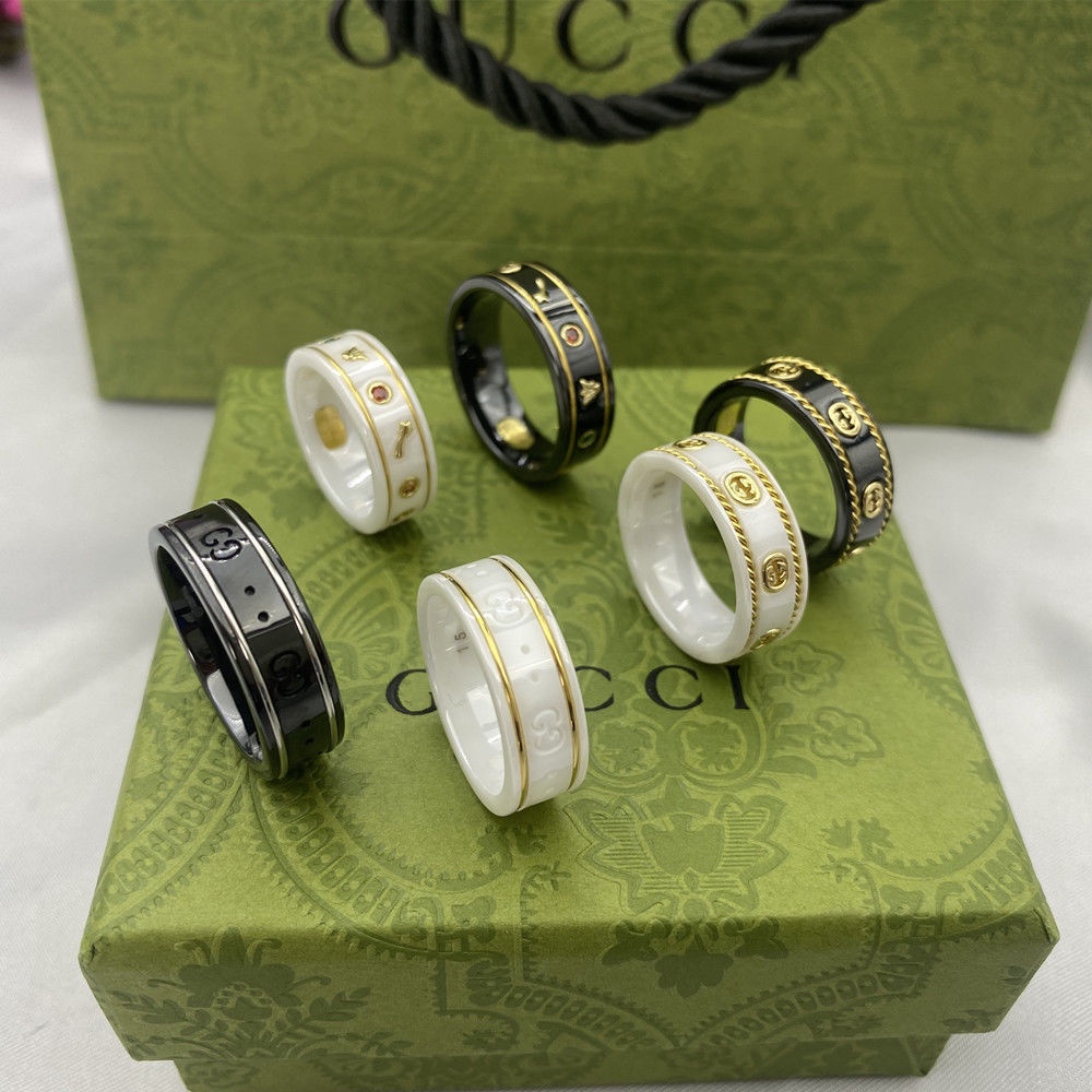 Jual Gucci Ancient Black And White Ceramic Ring Double Gg Little Bee Planet Element Golden Edge Twist Mal Shopee Indonesia