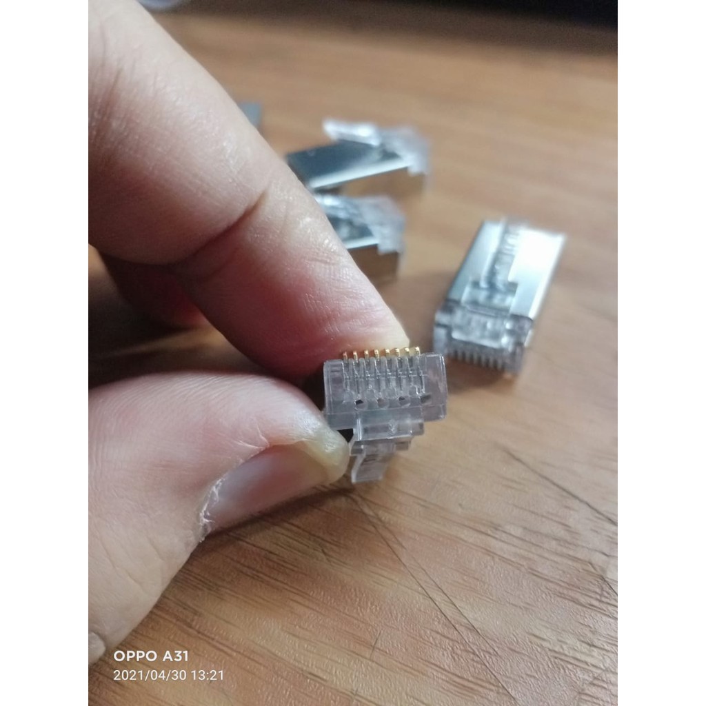 Jual plug rj45 cat 6 besi lubang tembus conector rg45 original rj45 cat ...