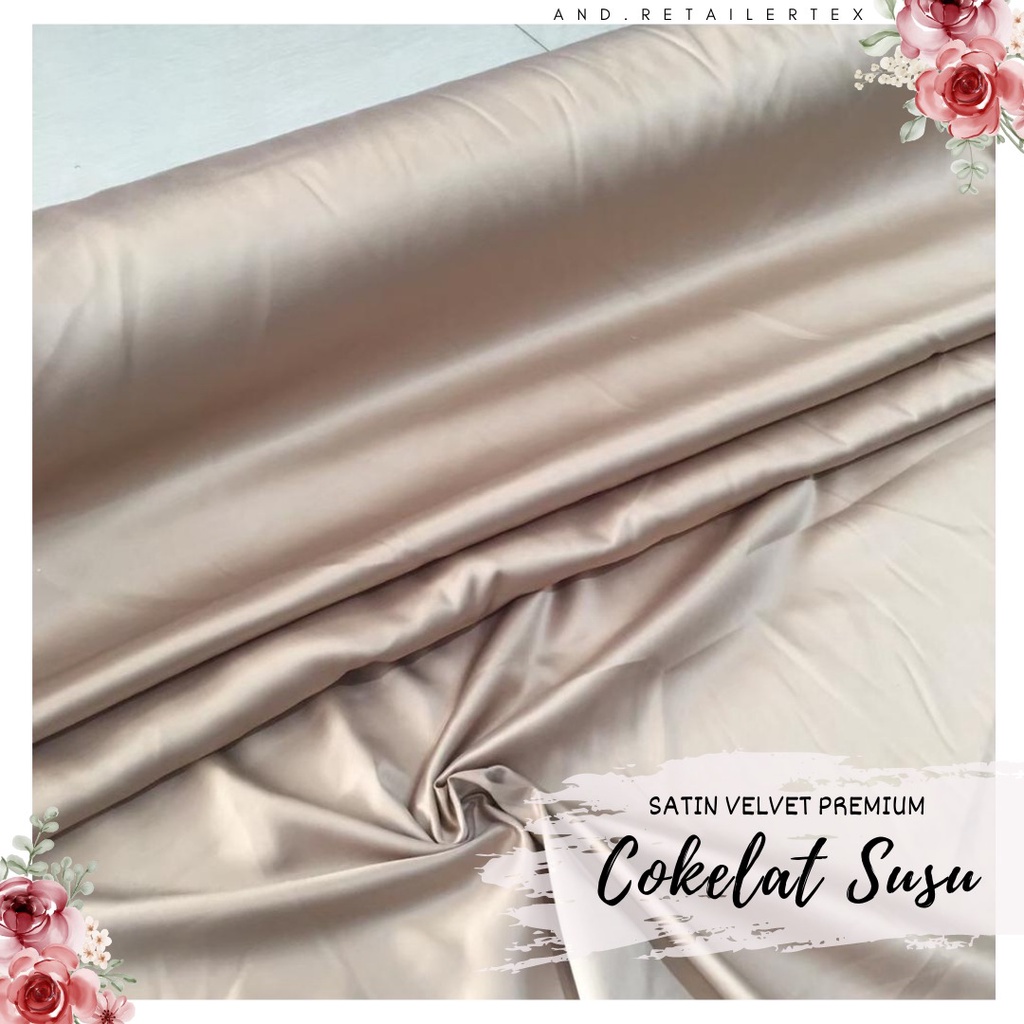 Jual Kain Satin Velvet Premium Warna Coklat Susu Coksu Bahan Seragaman