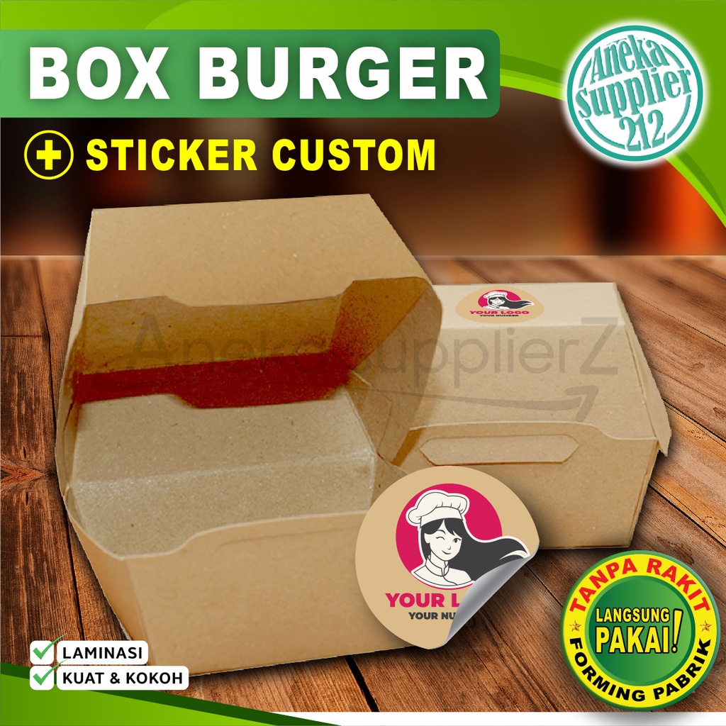 Jual Paket Combo Box Kotak BURGER + Stiker Logo Custom (50 Set ...
