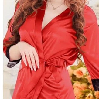 •OKEY BELI•BT004 Baju Tidur Sexy Kimono Set G String Bahan Satin Adem Piyama Satin Lengan Pendek