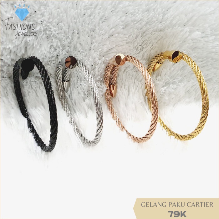 Jual GELANG CARTIER POLOS TITANIUM MODEL PAKU - Hitam | Shopee Indonesia