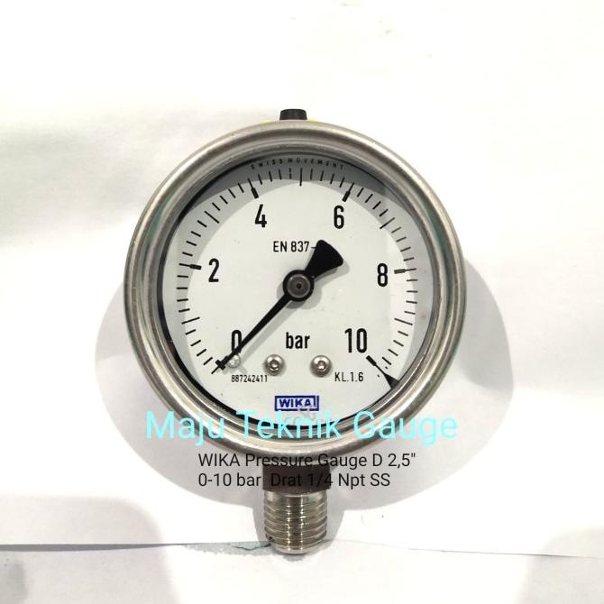 Jual Wika Pressure Gauge D 25 0 10 Bar Drat 14 Npt Ss Shopee Indonesia 2285