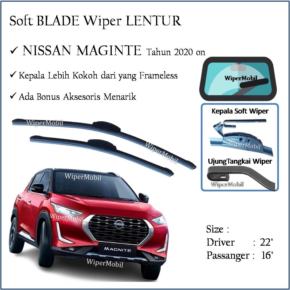 Jual Soft Wiper Blade kaca Mobil Nissan Magnite 2020 2021 2022 2023