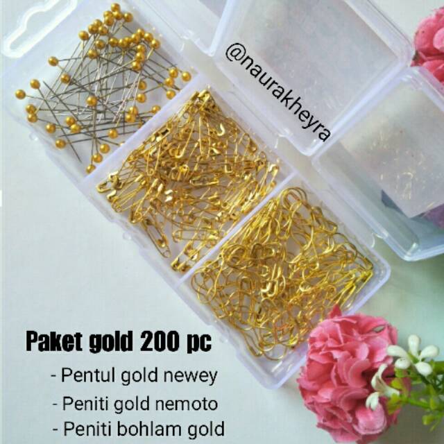 Jual Paket pins hijab WARNA gold 200 peniti & pentul | Shopee Indonesia