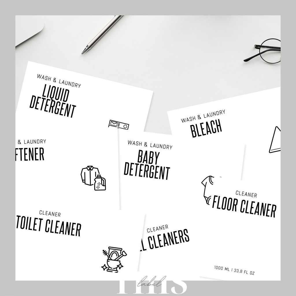 Jual Paket 8pcs Sticker Label LAUNDRY & CLEANER (untuk Jerigen ...