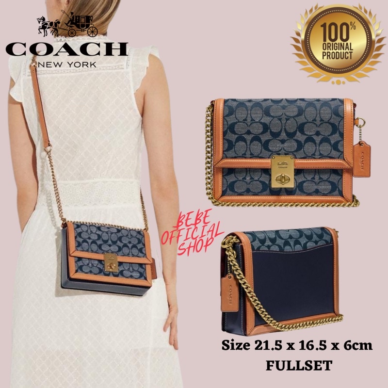 Coach hutton shoulder bag tupper in signature chambray