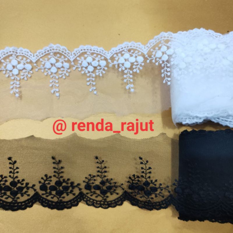 Jual (harga per 100cm) renda tile anggur, renda tulle, renda bordir ...