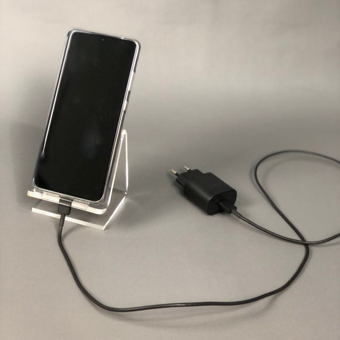 Jual Acrylic Handphone Stand With Charger Hole Holder Phone Hp