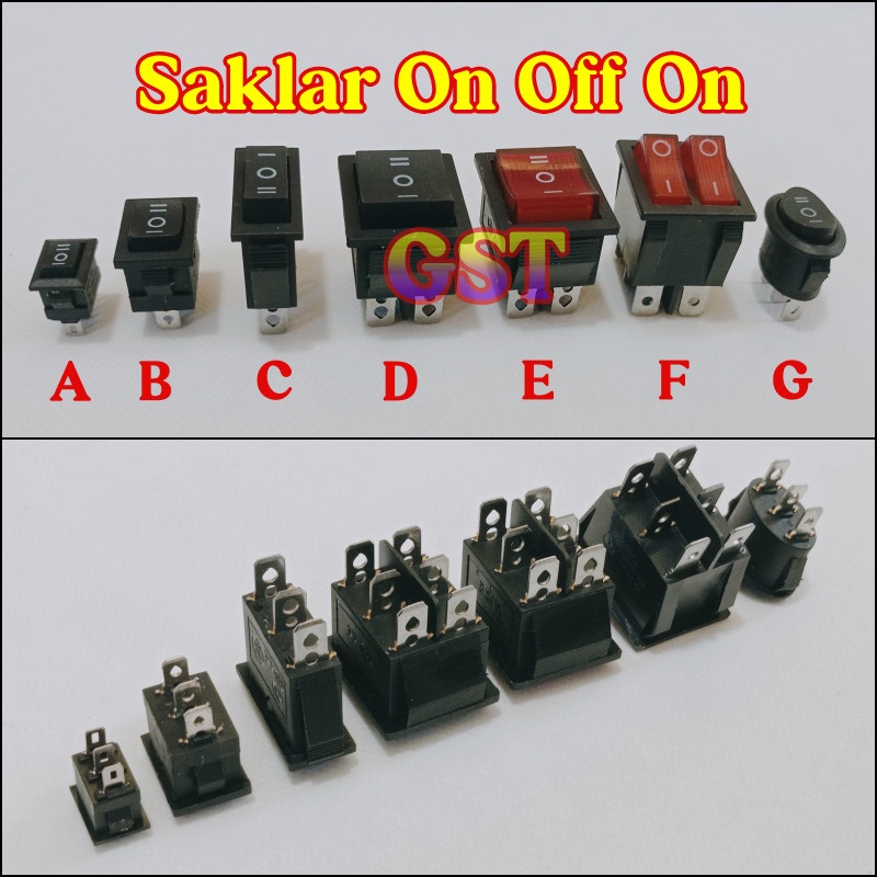 Jual 5Pcs Saklar On Off On Doubel Rocker Switch Dobel kecil besar 3 pin ...