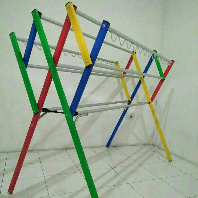 Jual JEMURAN BAJU ALUMINIUM JUMBO PALANG 9 HOLO SEKAT KUAT KOKOH TEBAL 