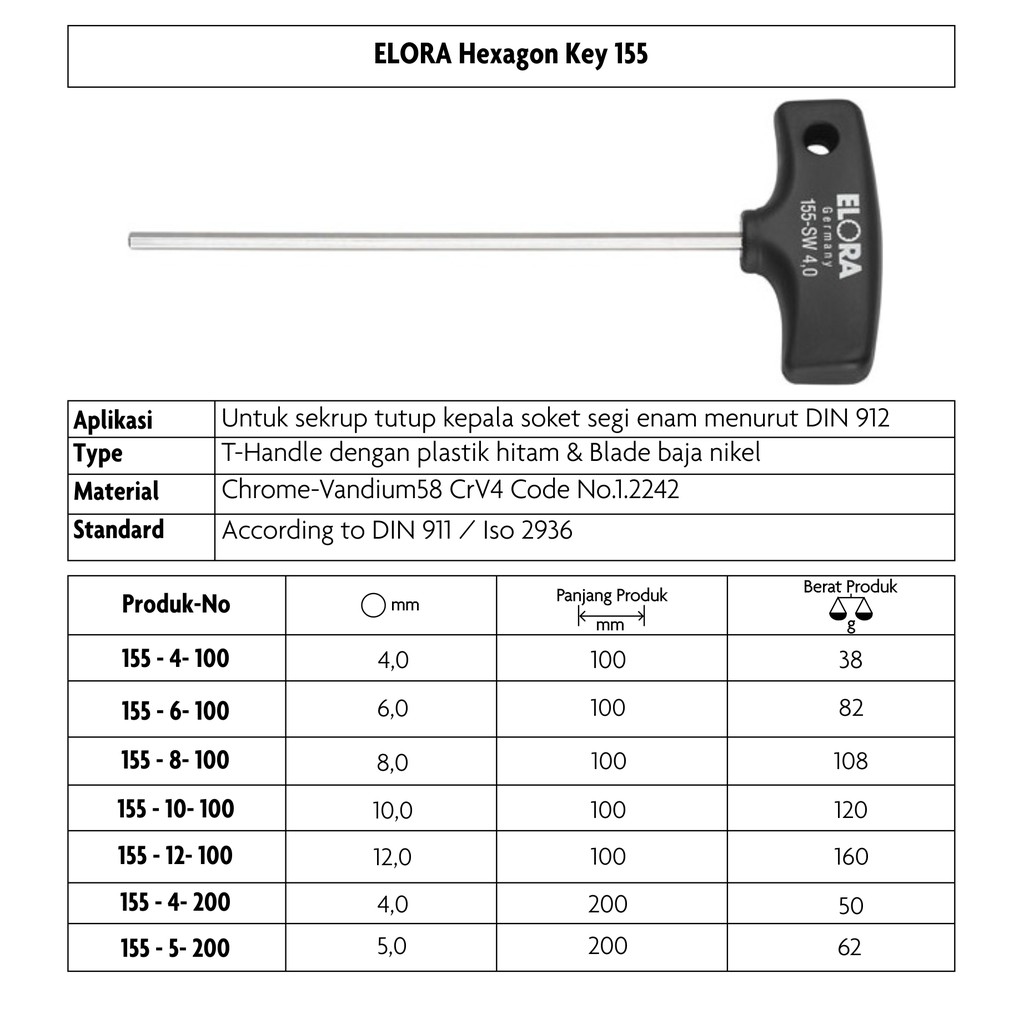 Jual Elora Hexagon Key 155 | Shopee Indonesia