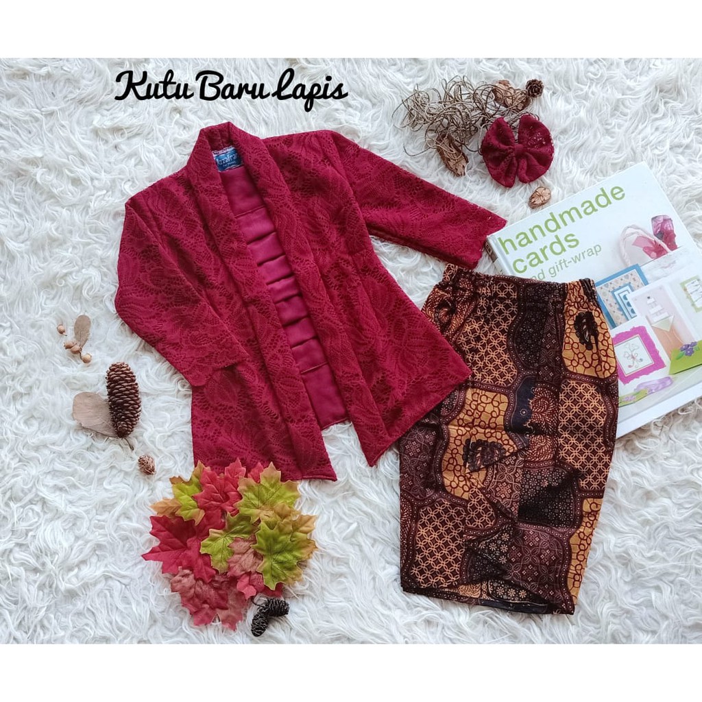 Jual Kebaya Kutubaru Lapis Usia 2 4 Tahun Warna Maroon Kebaya Newborn