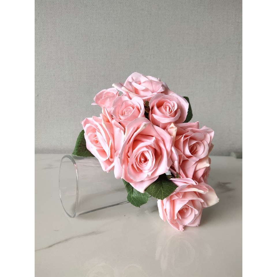 Jual Bunga Artifisial Buket Mawar Pink Muda / Artificial Flower Bouquet ...
