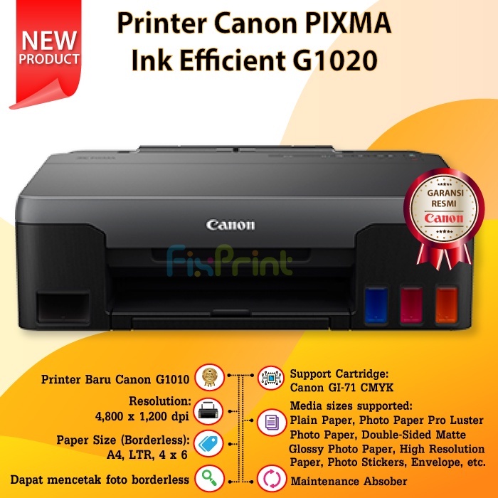 Jual Printer Inkjet Canon Pixma G1020 G1010 Inktank System New Original Resmi Penerus G1000 5894