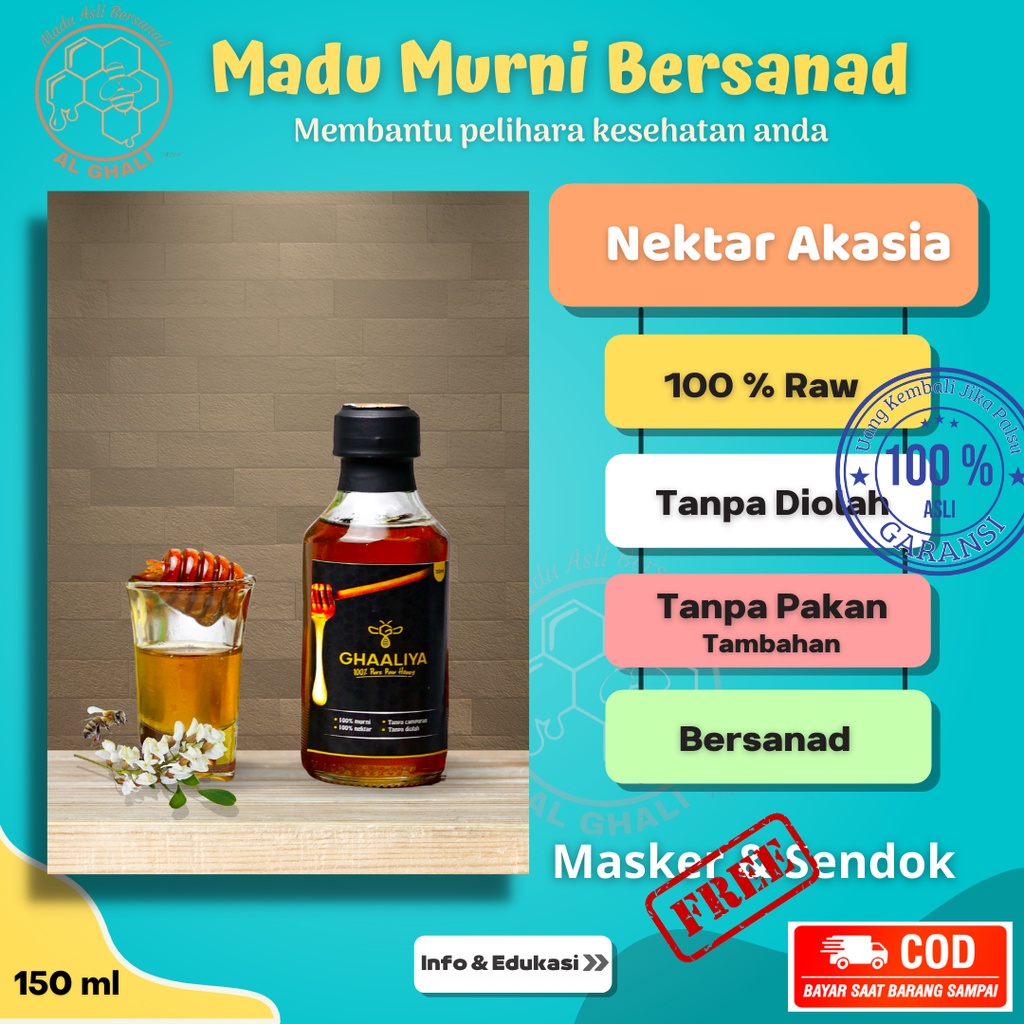 Jual Pure Honey Madu Asli Murni Bersanad Herbal Organik Nektar Akasia Carpa 150ml Shopee Indonesia