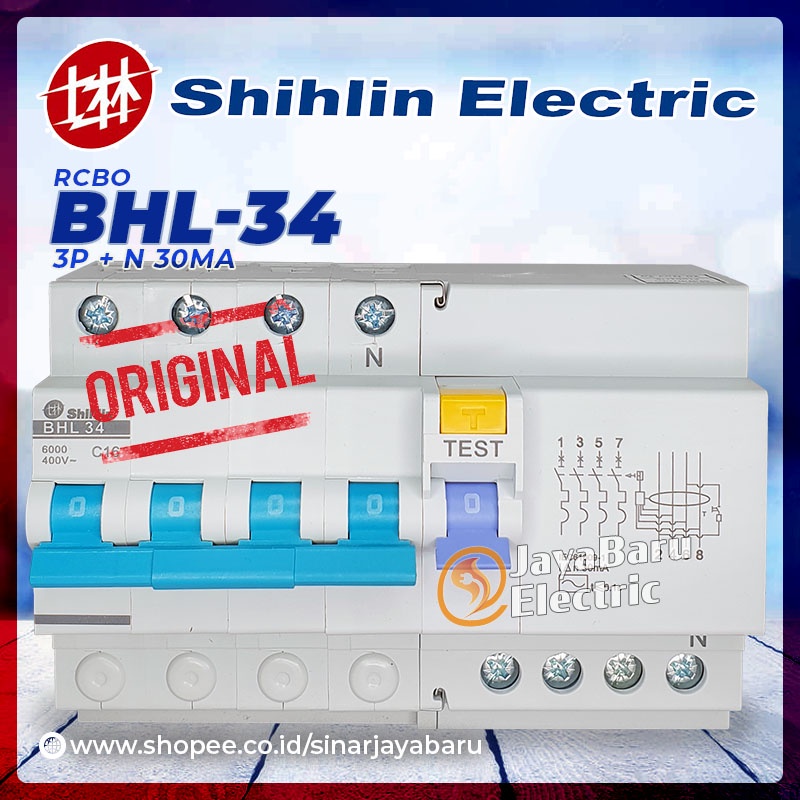 Jual RCCB ELCB RCBO SHIHLIN BHL-34 BHL34 3P+N 6A 10A 16A 20A 25A 32A ...