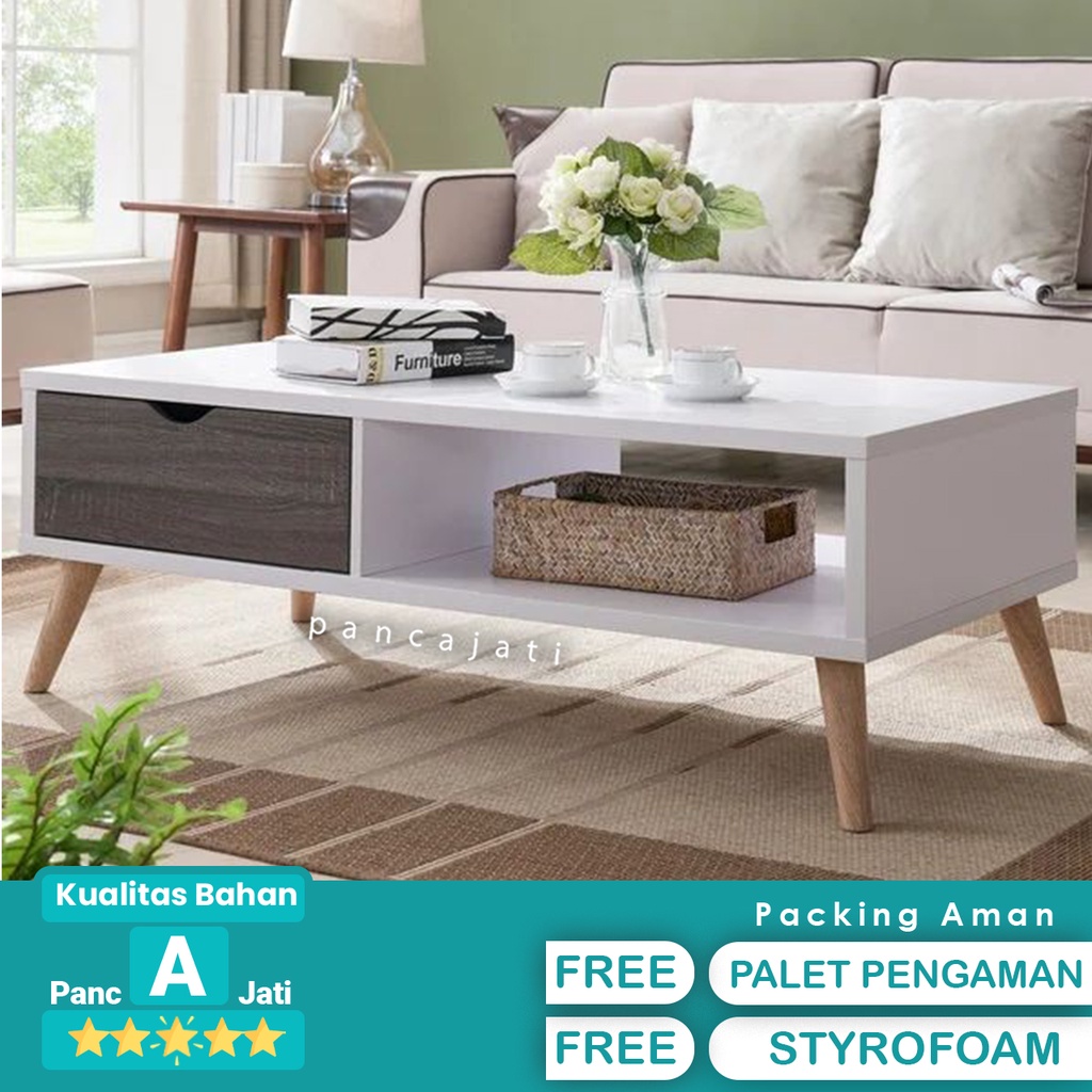 Jual Meja Ruang Tamu Ruang Keluarga Minimalis Modern Putih | Shopee