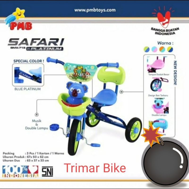 Jual Sepeda Anak Sepeda Roda Tiga Safari MUSIK PMB 719 seri PLATINUM ...