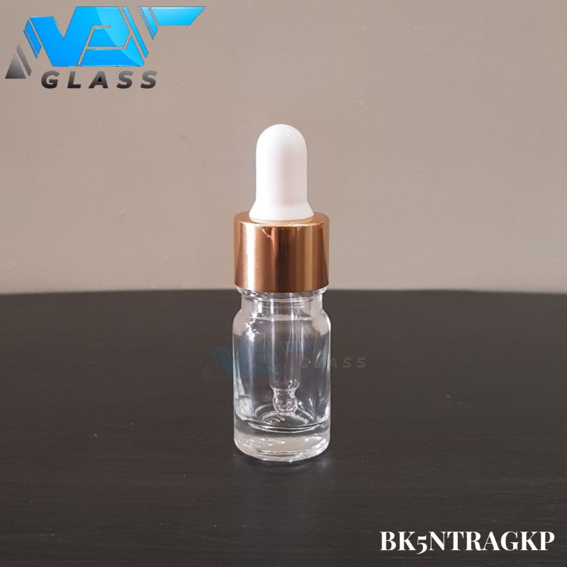 Jual botol kaca pipet 5ml bening tebal - ring almunium gold | Shopee ...