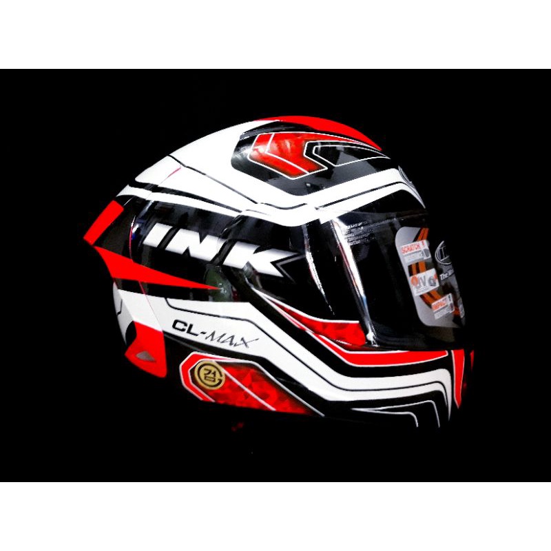 Jual Helm Full Face Ink Cl Max Motif Seri Black White Red Fluo Ink Original Shopee Indonesia