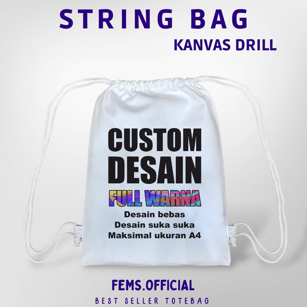 Jual Tas Serut Custom String Bag Desain Bebas Bahan Kanvas Shopee