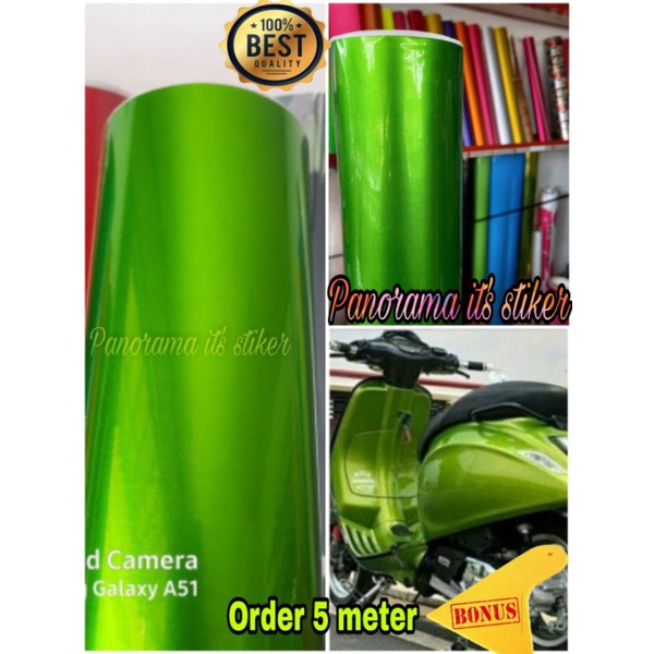 Jual Sticker Skotlet Motor Hijau Candy Glossy Stiker Hijau Daun