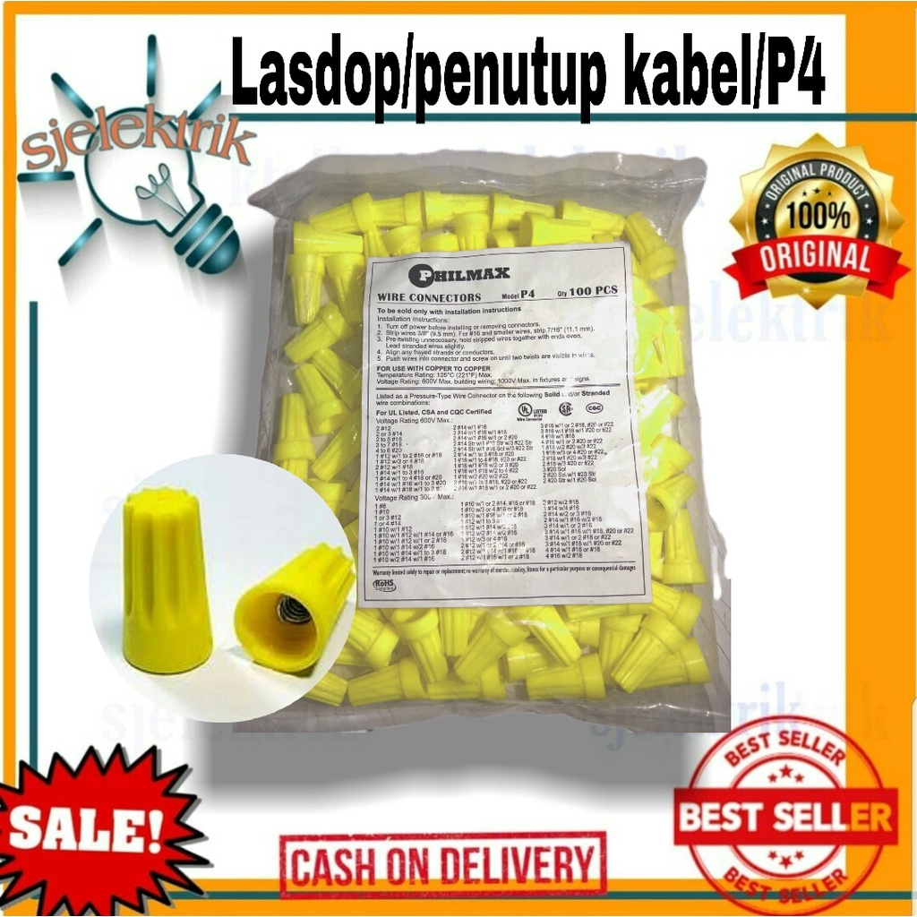 Jual Lasdop/Las dop/Penutup kabel/P6/P4/Screw on wire 4 mm per pack isi ...