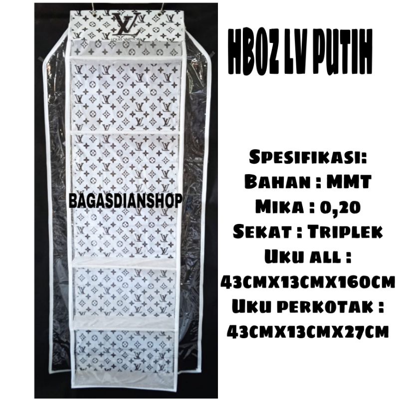 Jual Rak Tas Gantung LV PUTIH 2 dengan Resleting | Shopee Indonesia