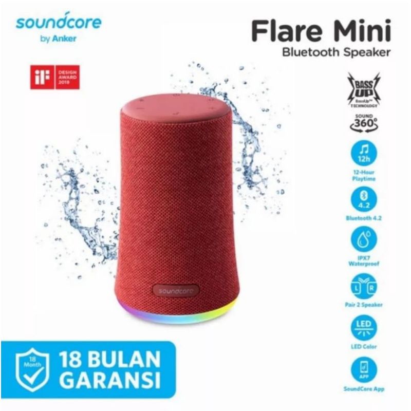 Jual Anker Soundcore Flare Mini Bluetooth Speaker IPX7 Waterproof