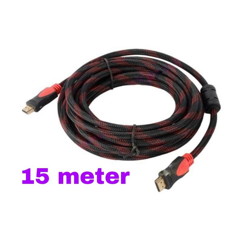 Jual kabel sambung TV dan proyektor 15 METER jaring merah hitam HDTV ...
