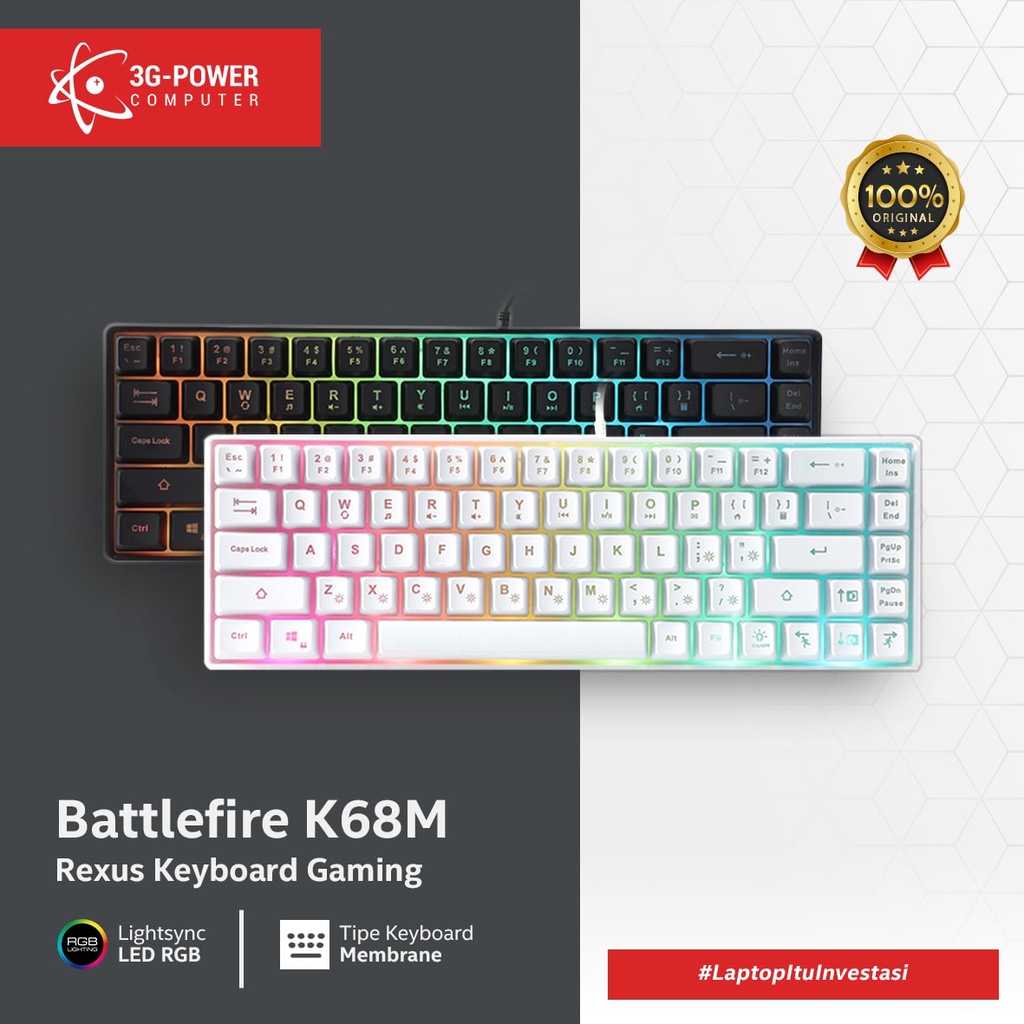 Jual Rexus Battlefire K68M Membrane Keyboard Gaming Mini Shopee Indonesia