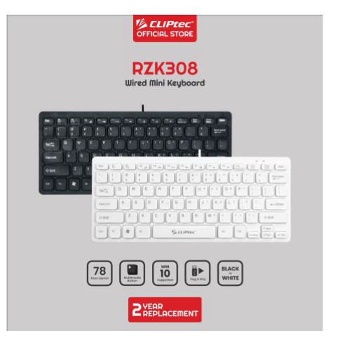 Jual Keyboard cliptec wired usb 2.0 membrane multimedia mini slim tkl ...