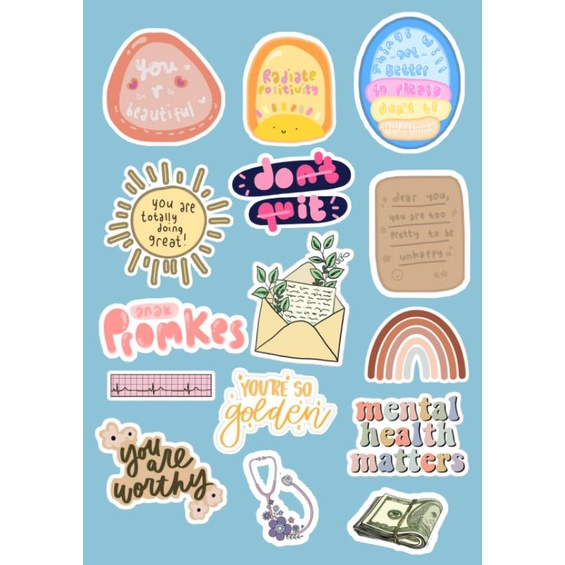 Jual [15 pcs] STIKER PROMKES SELF CARE SELF LOVE LUCU GLOSSY UNTUK HP ...