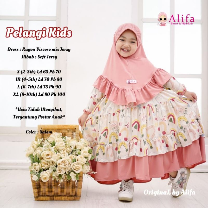 Jual PELANGI SET KIDS DRESS INCLUDE HIJAB ORIGINAL PRODUK BY ALIFA ...