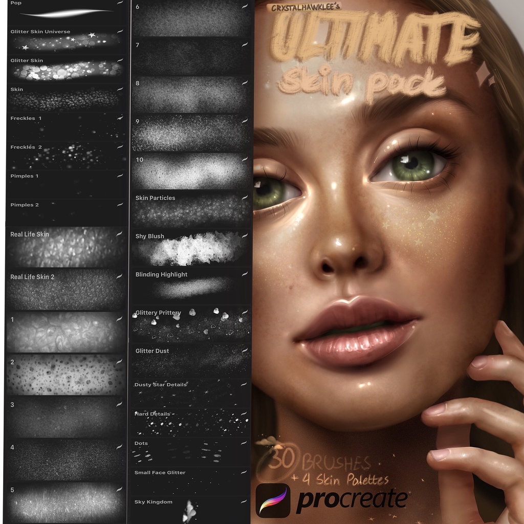 Jual Procreate Brush - 30 Ultimate Skin & Glitter Brushes for Procreate ...
