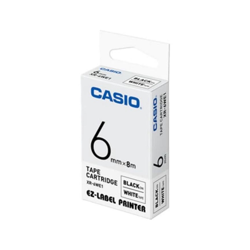 CASIO XR-6WE1 - Label Tape - Printer - Putih Hitam - 6 mm