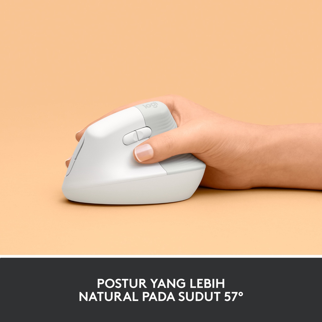 Logitech LIFT Mouse Ergonomic Vertical Wireless Bluetooth Silent - Off White (4)