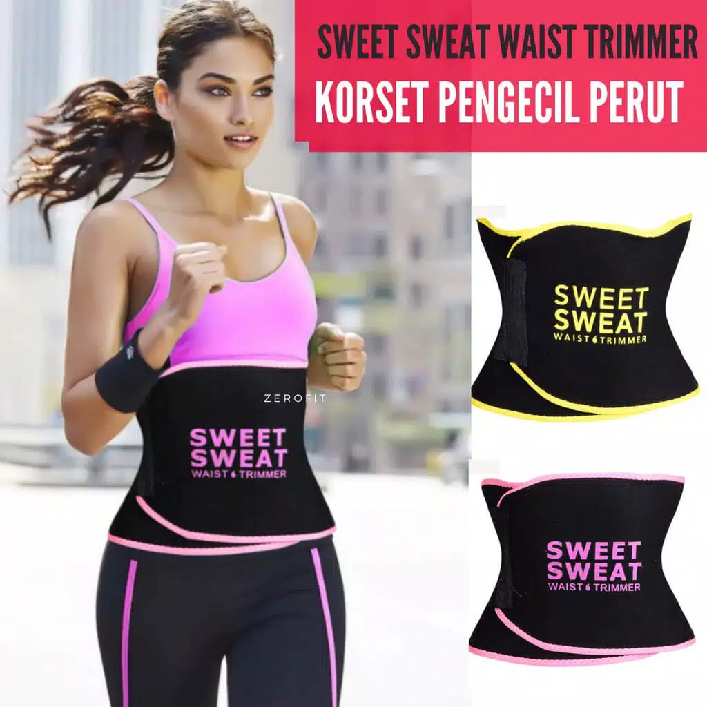 Sweet sweat waist trimmer belt korset pembakar lemak perut pria wanita