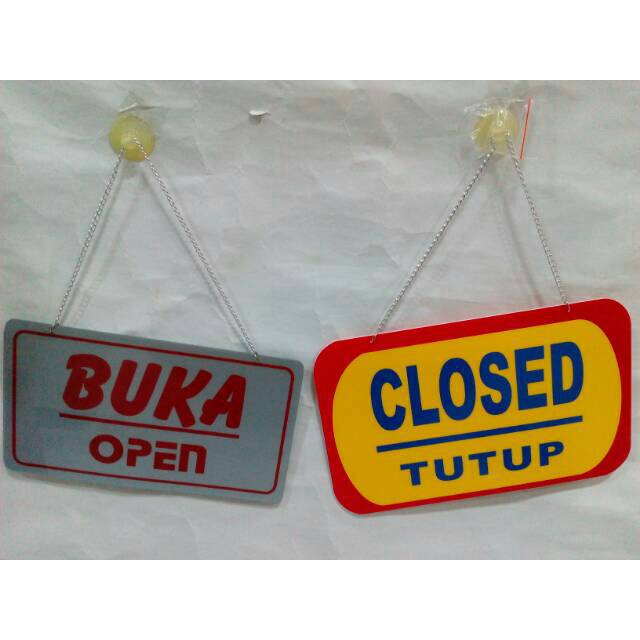 Jual Sign Board Label Plat Buka Tutup Open Closed Close Tanda Papan Digantung Murah Bagus 3274